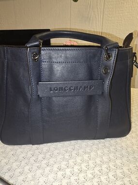 Longchamp Navy Leather Top-Handle Tote